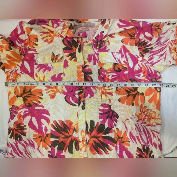 White Stag women's tropical linen blend shirt , size XL ( 16-18 ) - Picture 5 of 8